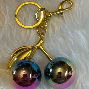 Gold and Multicolor Cherry Keychain